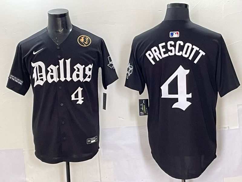 Men 2025 Nike Dallas Cowboys 4 Prescott Black 5th generation Joint Name Limited NFL Jersey 010
